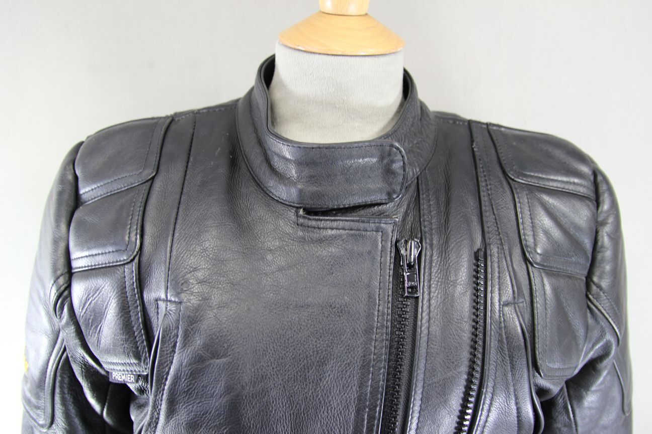GB MARKETING PREMIER BLACK LEATHER BIKER JACKET WITH THERMAL LINING: SIZE 12