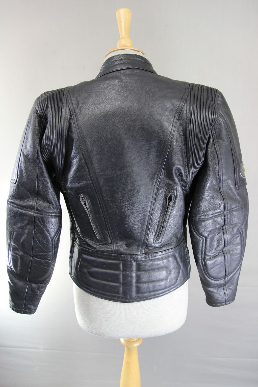 GB MARKETING PREMIER BLACK LEATHER BIKER JACKET WITH THERMAL LINING: SIZE 12