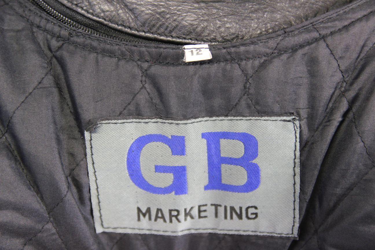 GB MARKETING PREMIER BLACK LEATHER BIKER JACKET WITH THERMAL LINING: SIZE 12