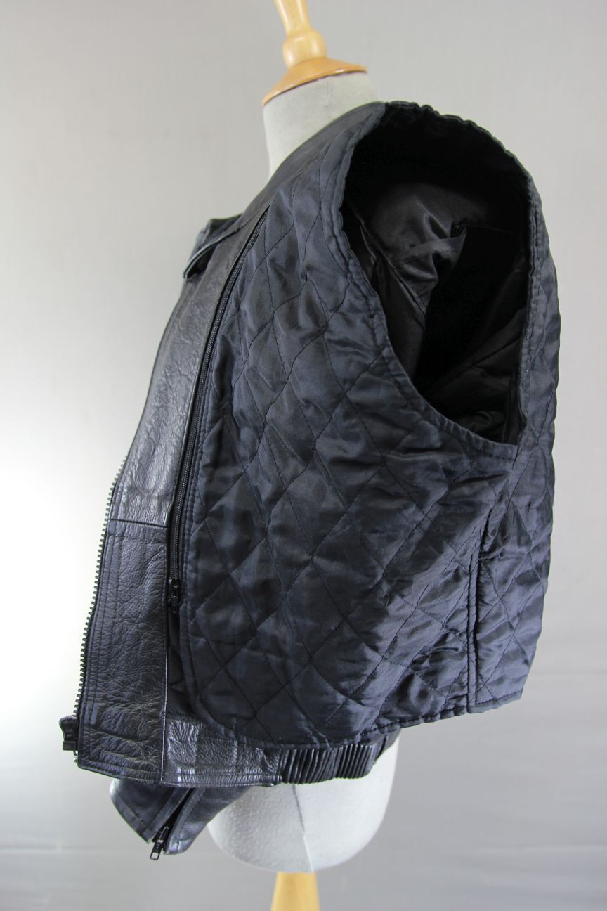 GB MARKETING PREMIER BLACK LEATHER BIKER JACKET WITH THERMAL LINING: SIZE 12