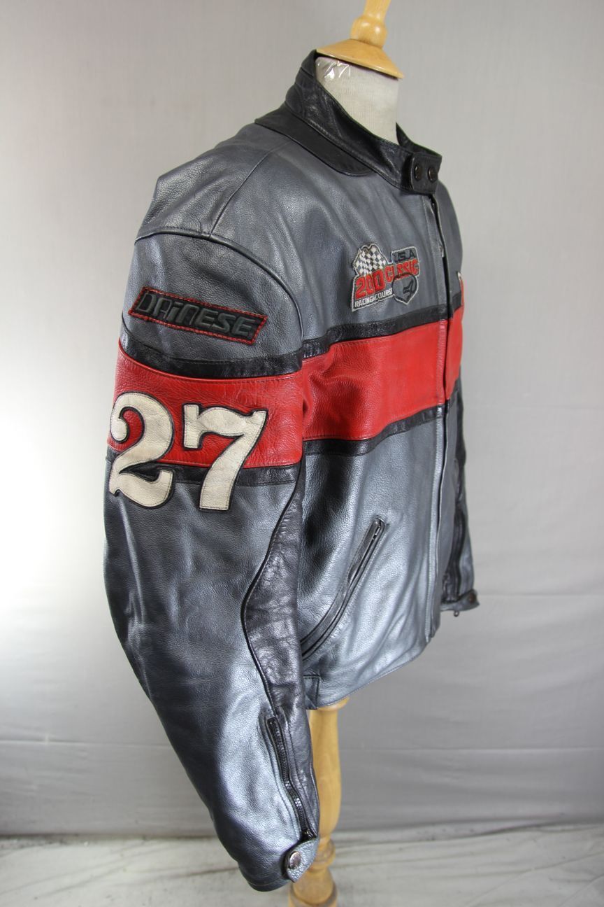 DAINESE VINTAGE USA 200 CLASSIC BARRY SHEENE LEATHER BIKER JCKT + CE ARMOUR 48IN