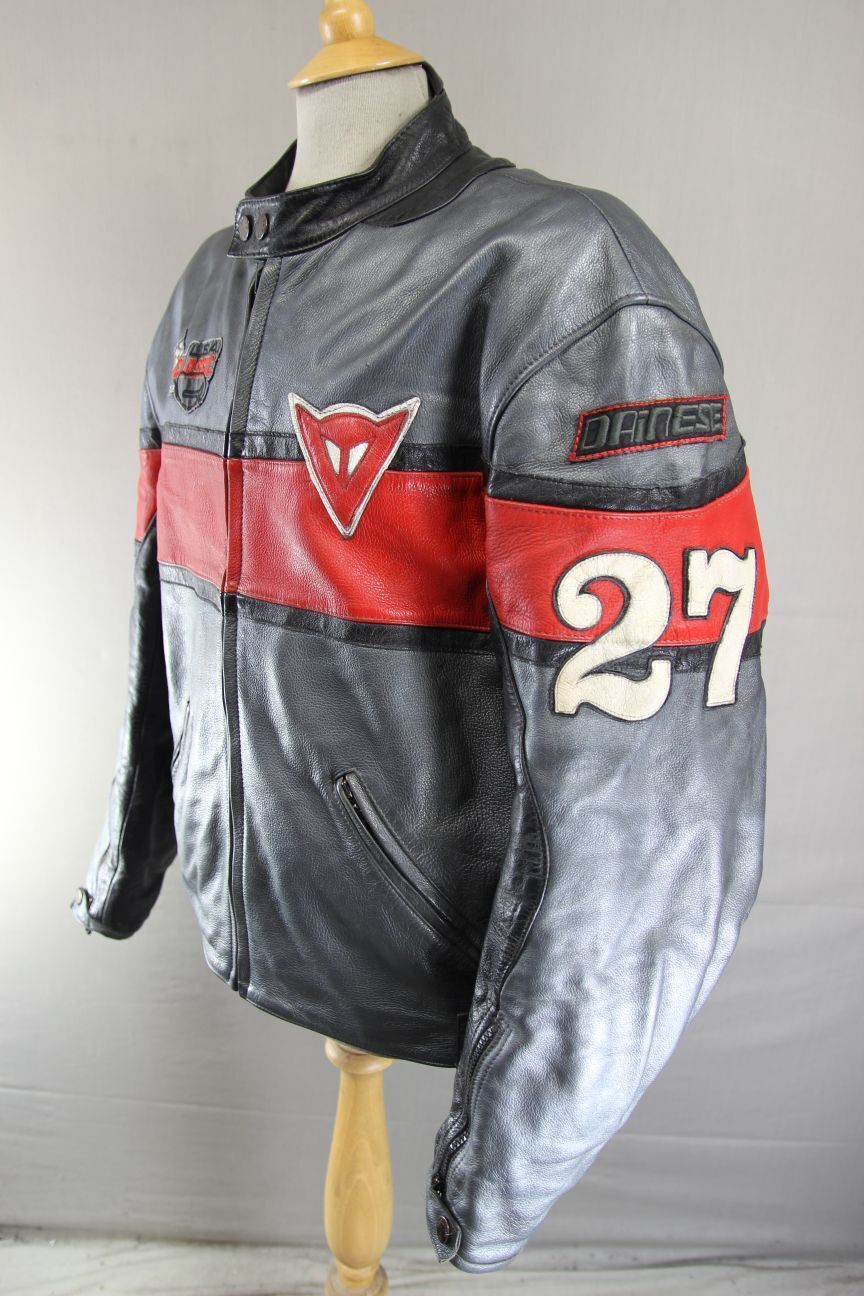 DAINESE VINTAGE USA 200 CLASSIC BARRY SHEENE LEATHER BIKER JCKT + CE ARMOUR 48IN