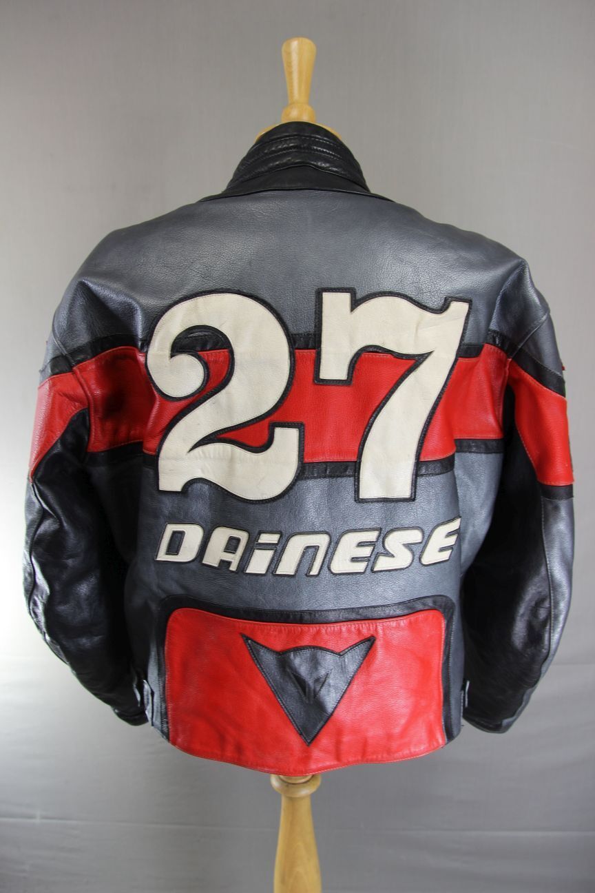 DAINESE VINTAGE USA 200 CLASSIC BARRY SHEENE LEATHER BIKER JCKT + CE ARMOUR 48IN