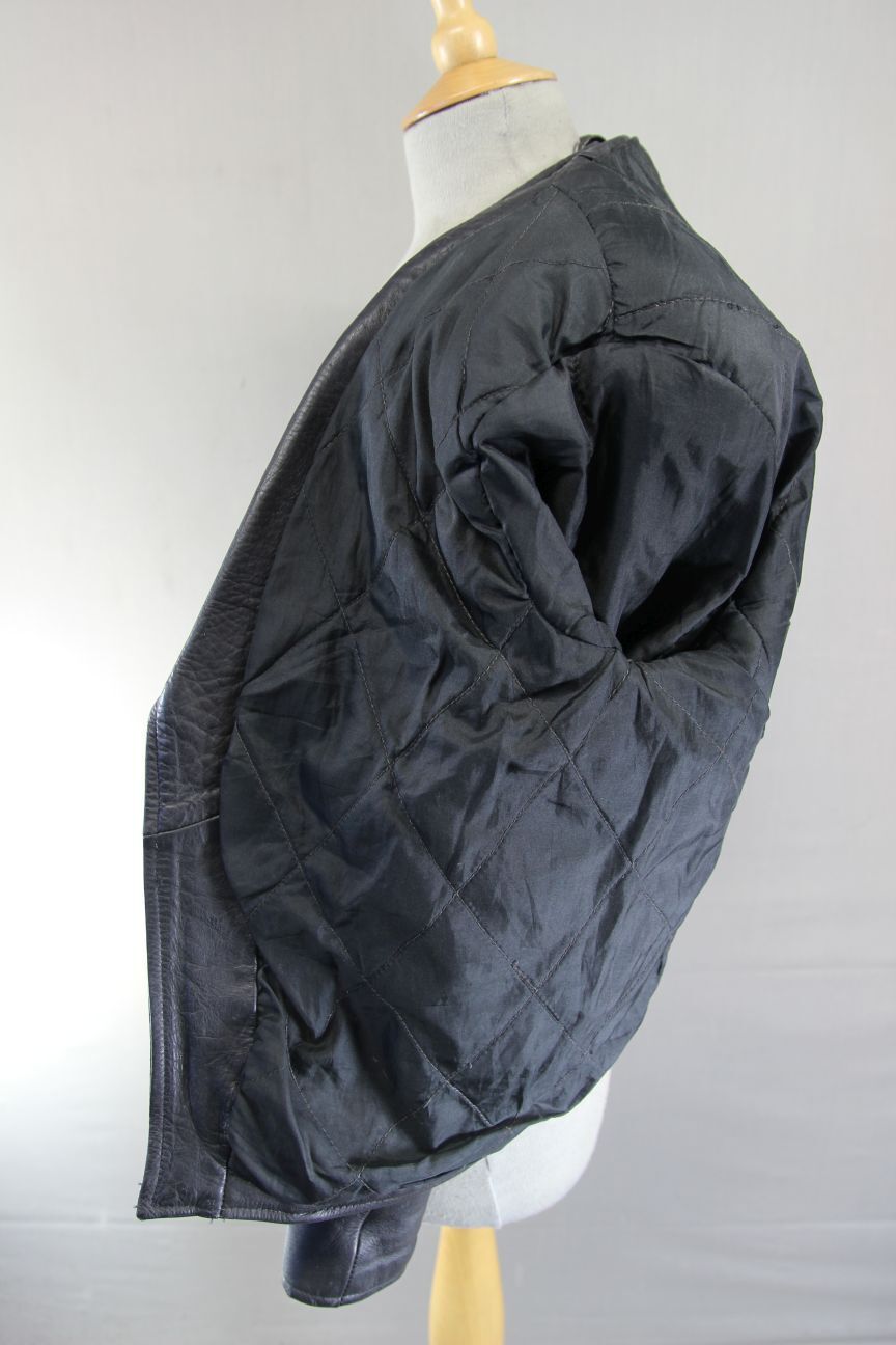 VNTG 70s ORTOV OF LONDON BRITISH MADE PUNK ROCK BLACK LEATHER BIKER JACKET 36 IN