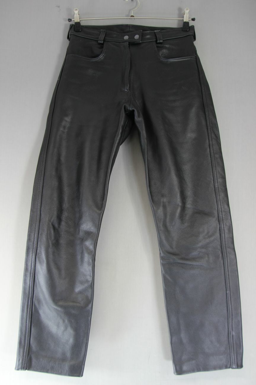 BTK LEATHERS BRITISH MADE BLACK COWHIDE BIKER JEANS WAIST 30 IN/INSIDE LEG 31 IN
