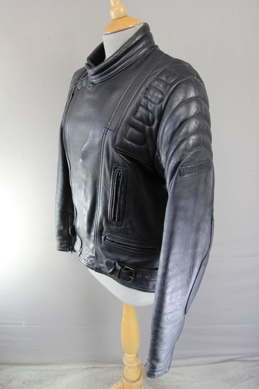 CLASSIC JUST BIKERS BLACK LEATHER COTTON LINED BIKER JACKET 38 INCH