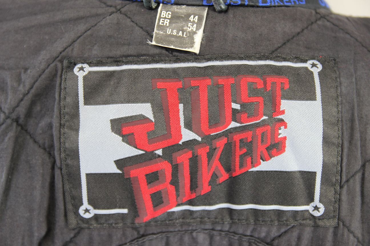 CLASSIC JUST BIKERS BLACK LEATHER COTTON LINED BIKER JACKET 38 INCH