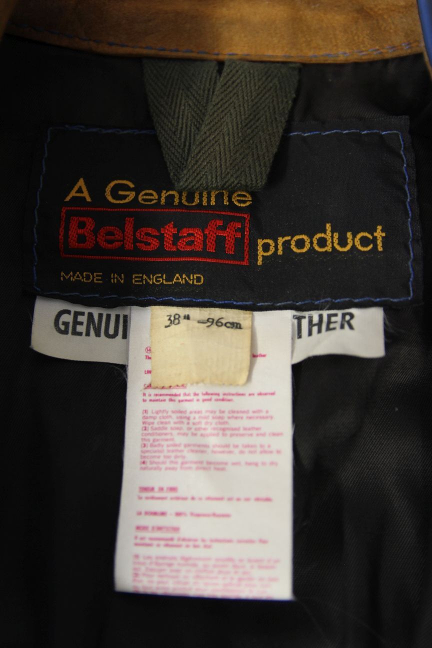 BELSTAFF RARE VINTAGE 1970S BRITISH MADE 1 PIECE BLUE LEATHER BIKER SUIT 38 INCH