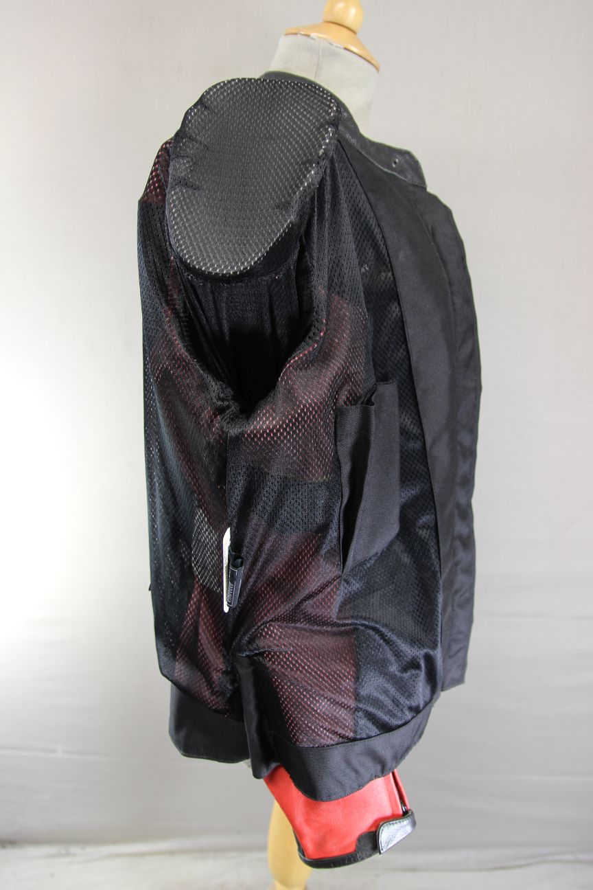 *UNWORN* FIGO KATRINA BLACK & RED LEATHER BIKER JACKET WITH CE ARMOUR: 40 IN/3XL
