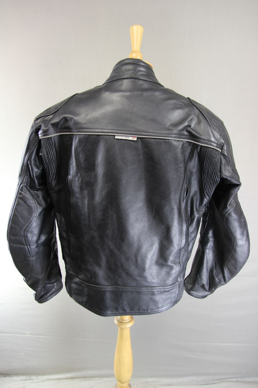WHITE WINGS BLACK LEATHER BIKER JACKET 42 INCH/LARGE
