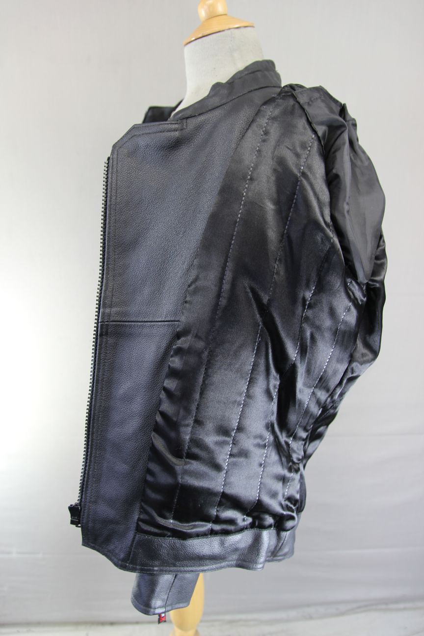GEAR X BLACK LEATHER BIKER JACKET WITH SHOULDER & ELBOW CE ARMOUR 36-38 IN/SMALL
