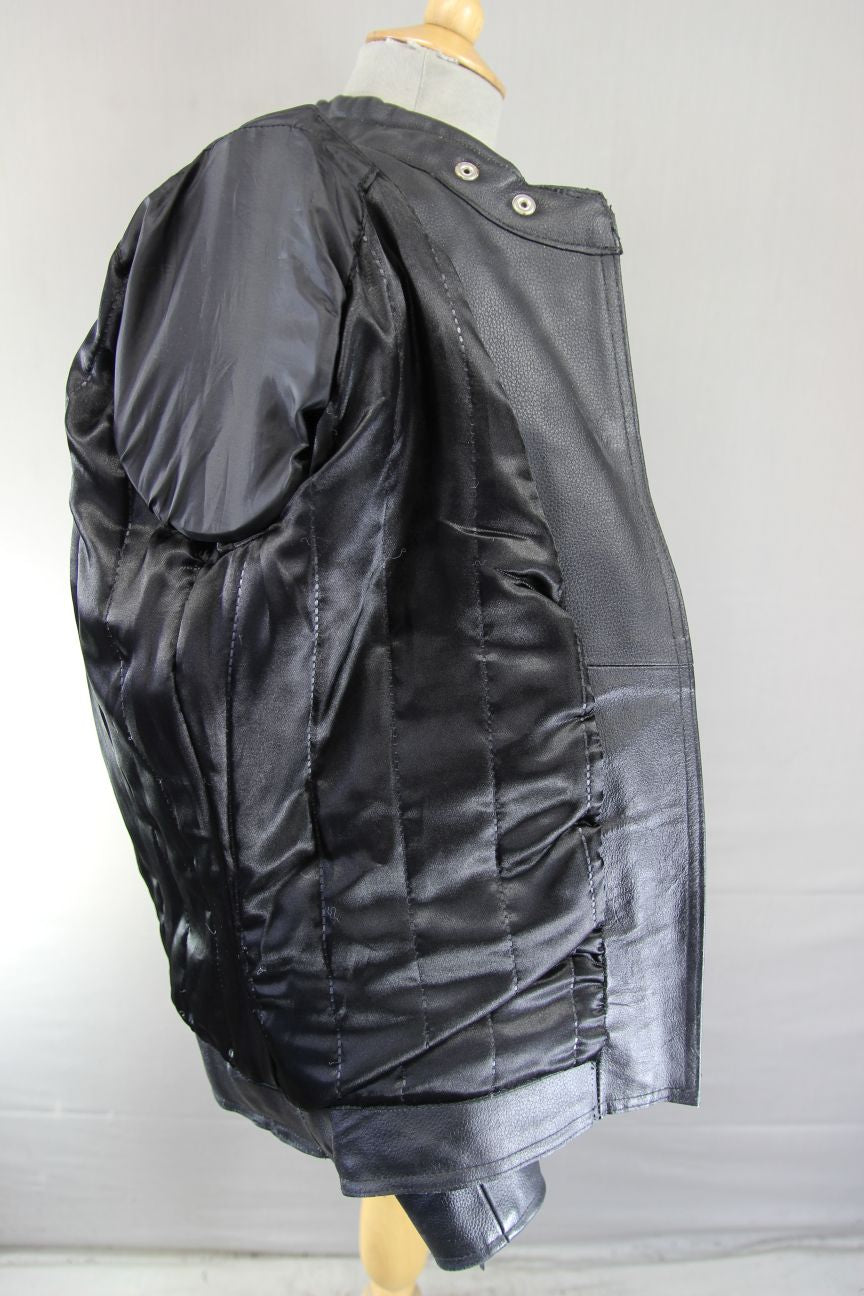 GEAR X BLACK LEATHER BIKER JACKET WITH SHOULDER & ELBOW CE ARMOUR 36-38 IN/SMALL