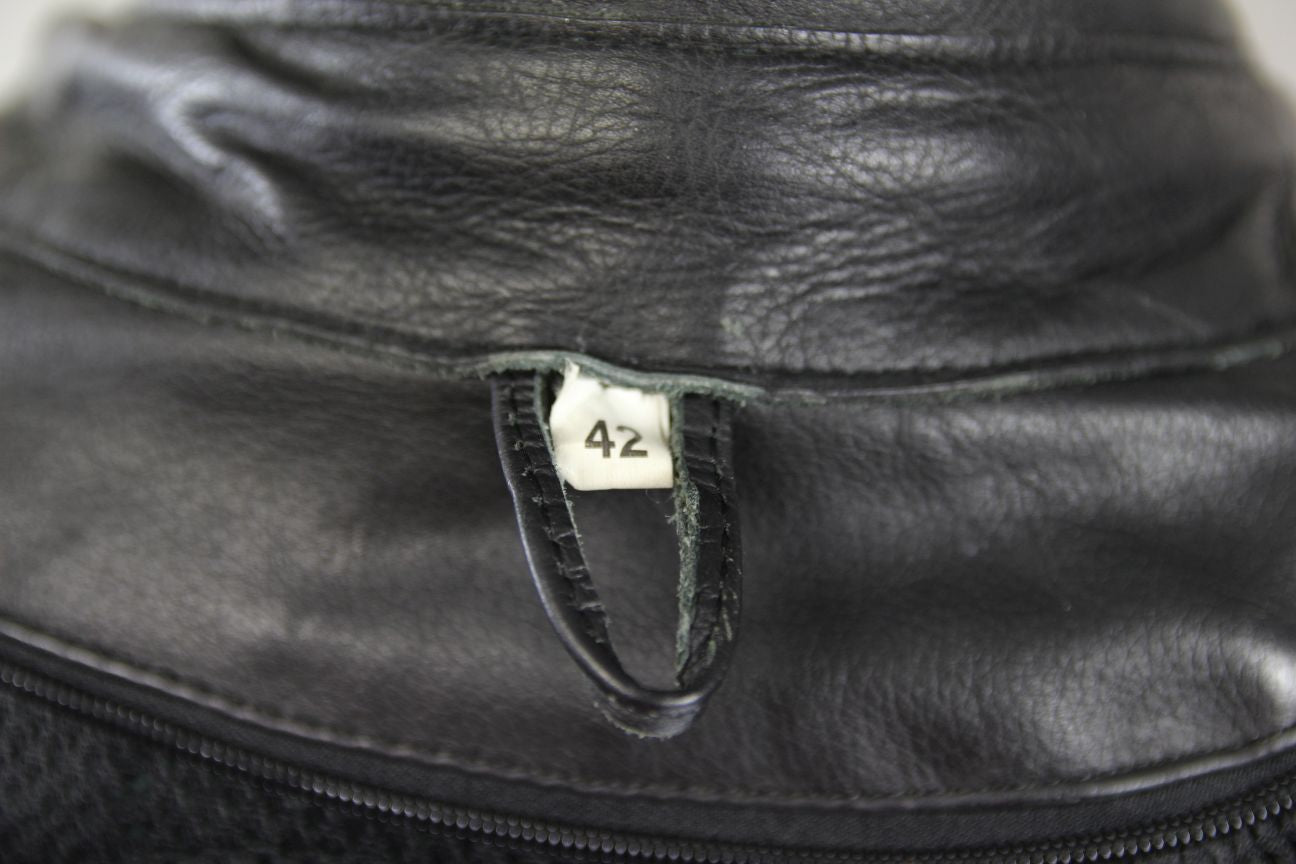 WHITE WINGS BLACK LEATHER BIKER JACKET 42 INCH/LARGE