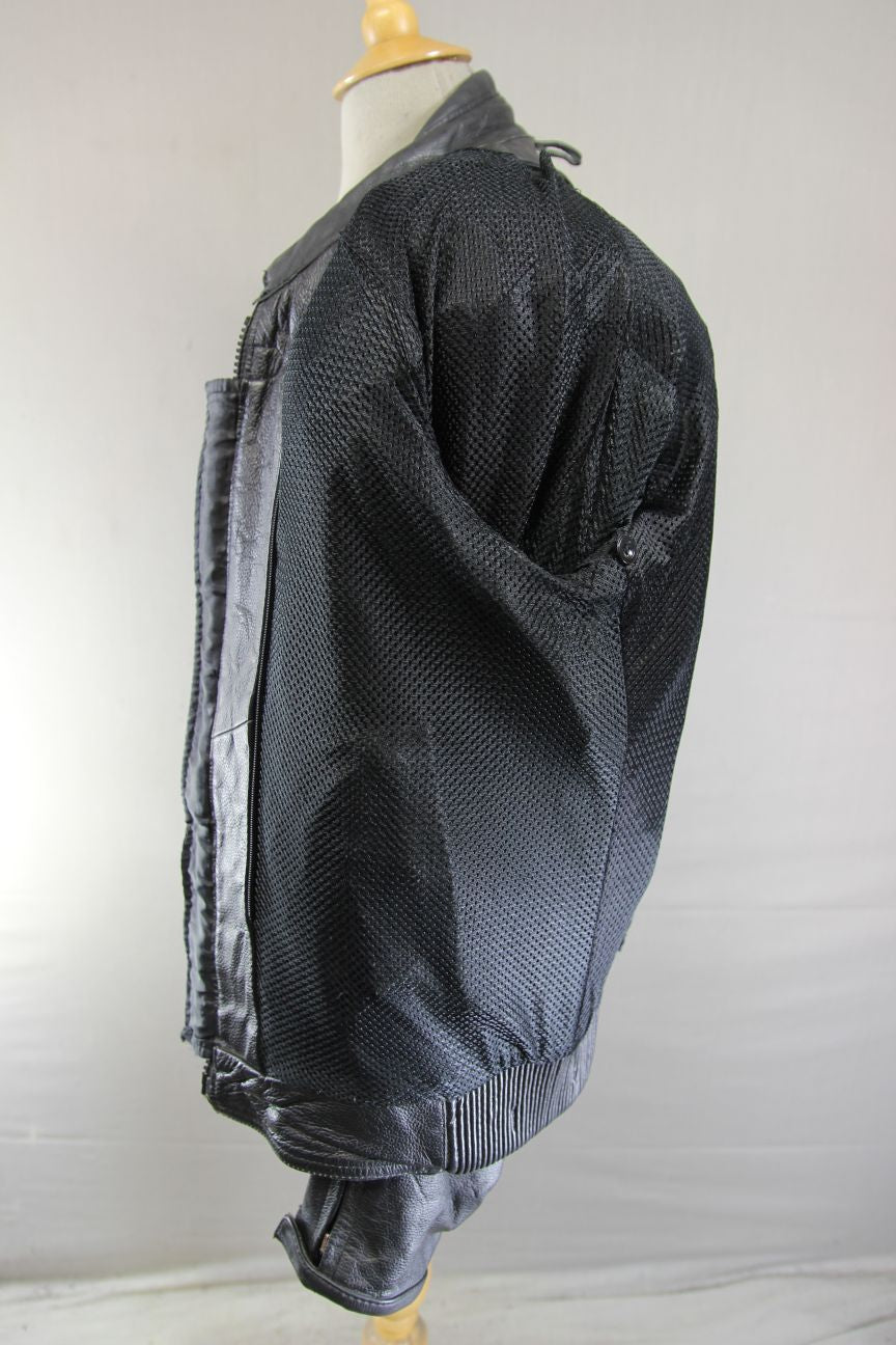 WHITE WINGS BLACK LEATHER BIKER JACKET 42 INCH/LARGE