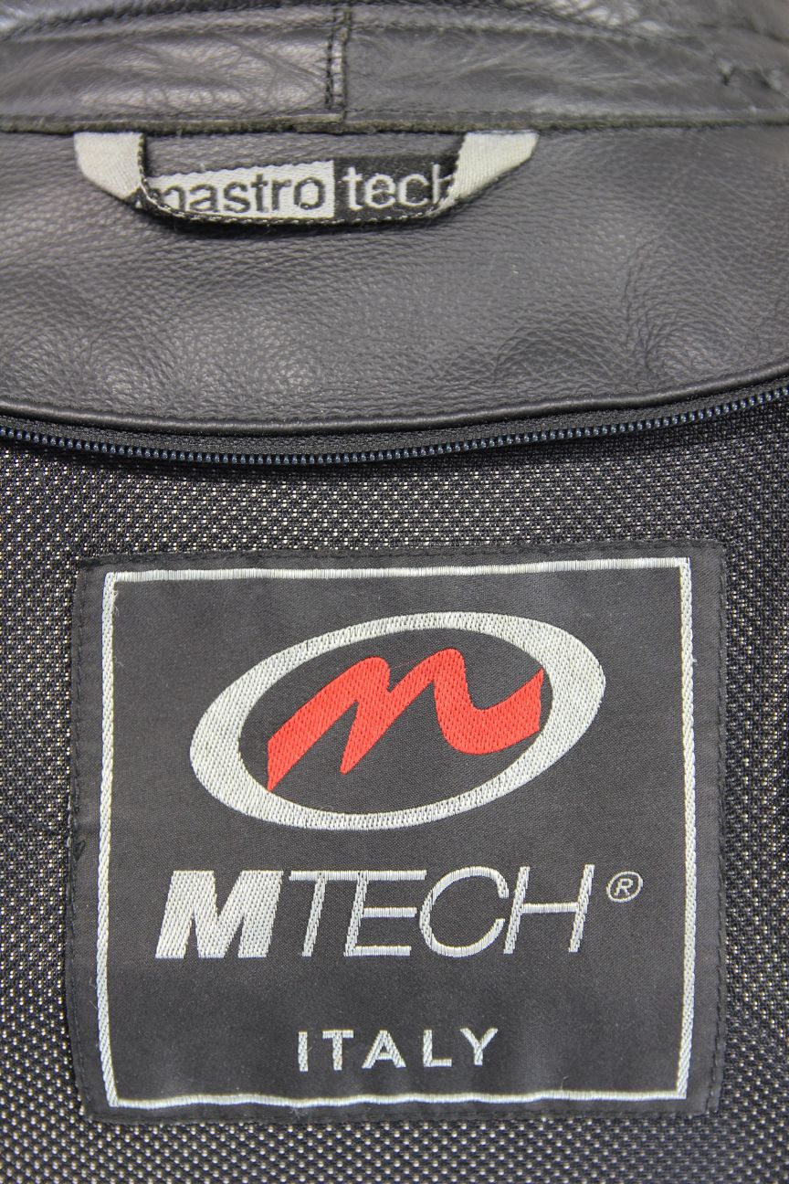 MTECH BLACK & SILVER LEATHER BIKER JACKET WITH BACK & SHOULDER CE ARMOUR 36 IN