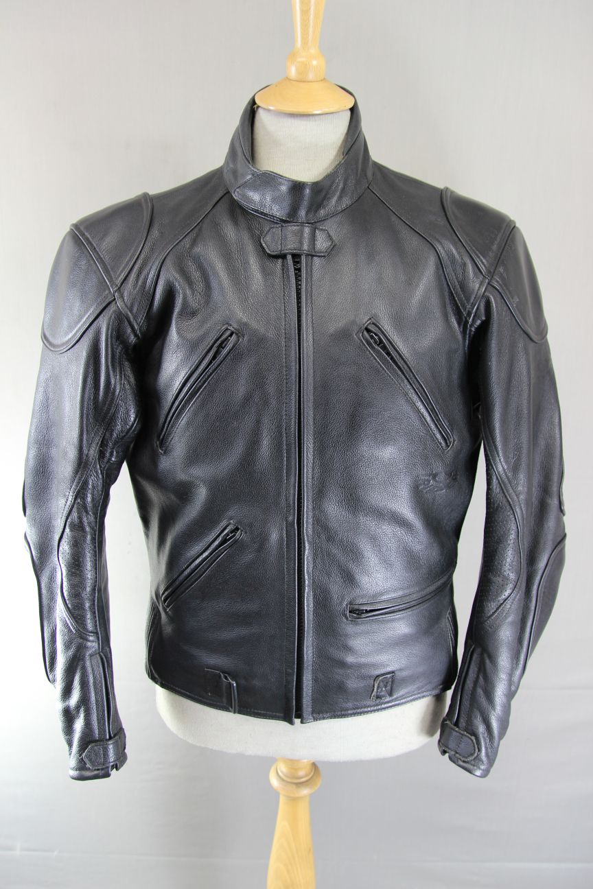 CLASSIC RIDER BLACK LEATHER BIKER JACKET 38 INCH