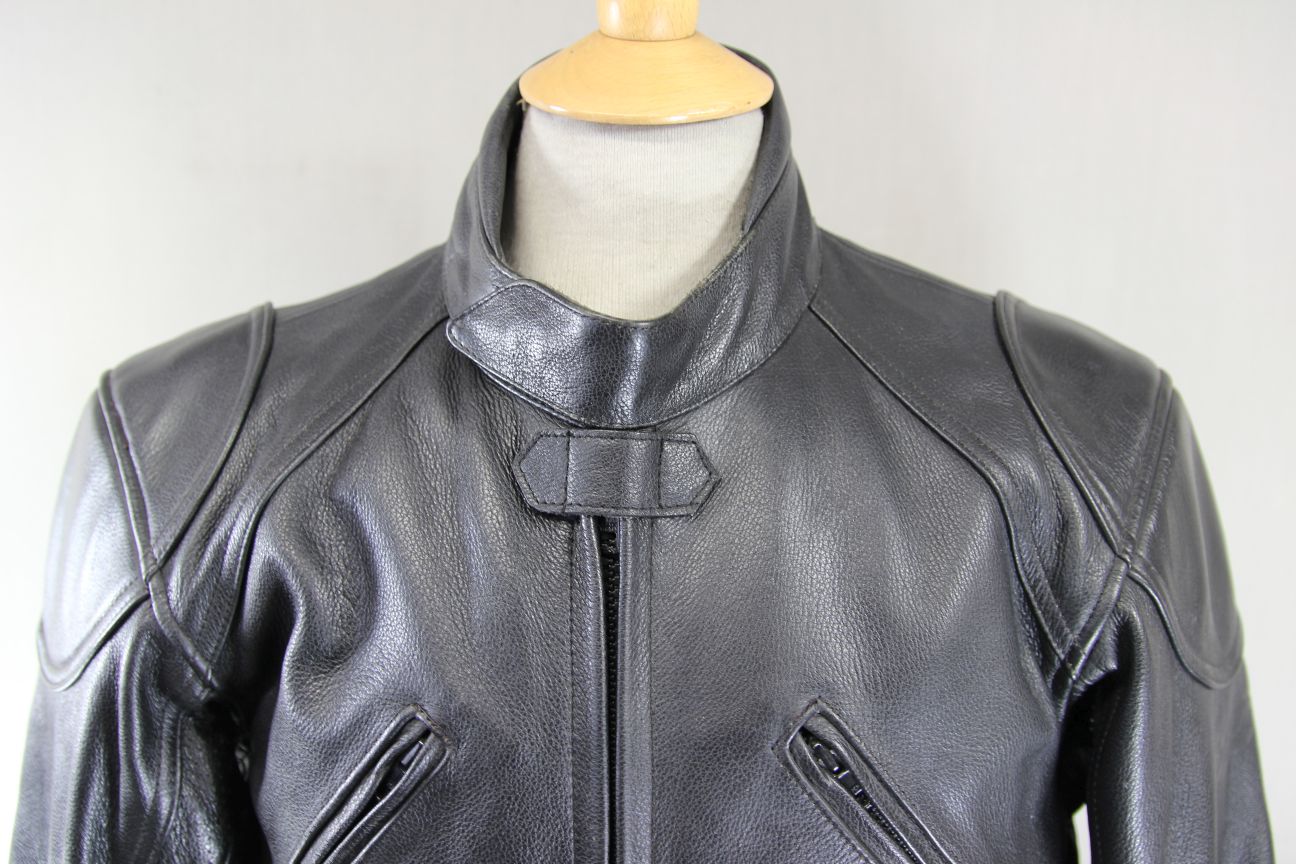 CLASSIC RIDER BLACK LEATHER BIKER JACKET 38 INCH