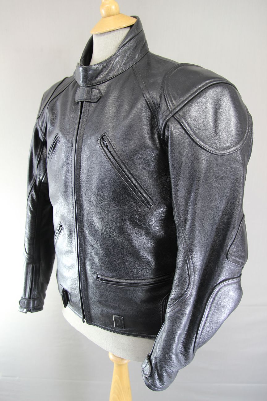 CLASSIC RIDER BLACK LEATHER BIKER JACKET 38 INCH