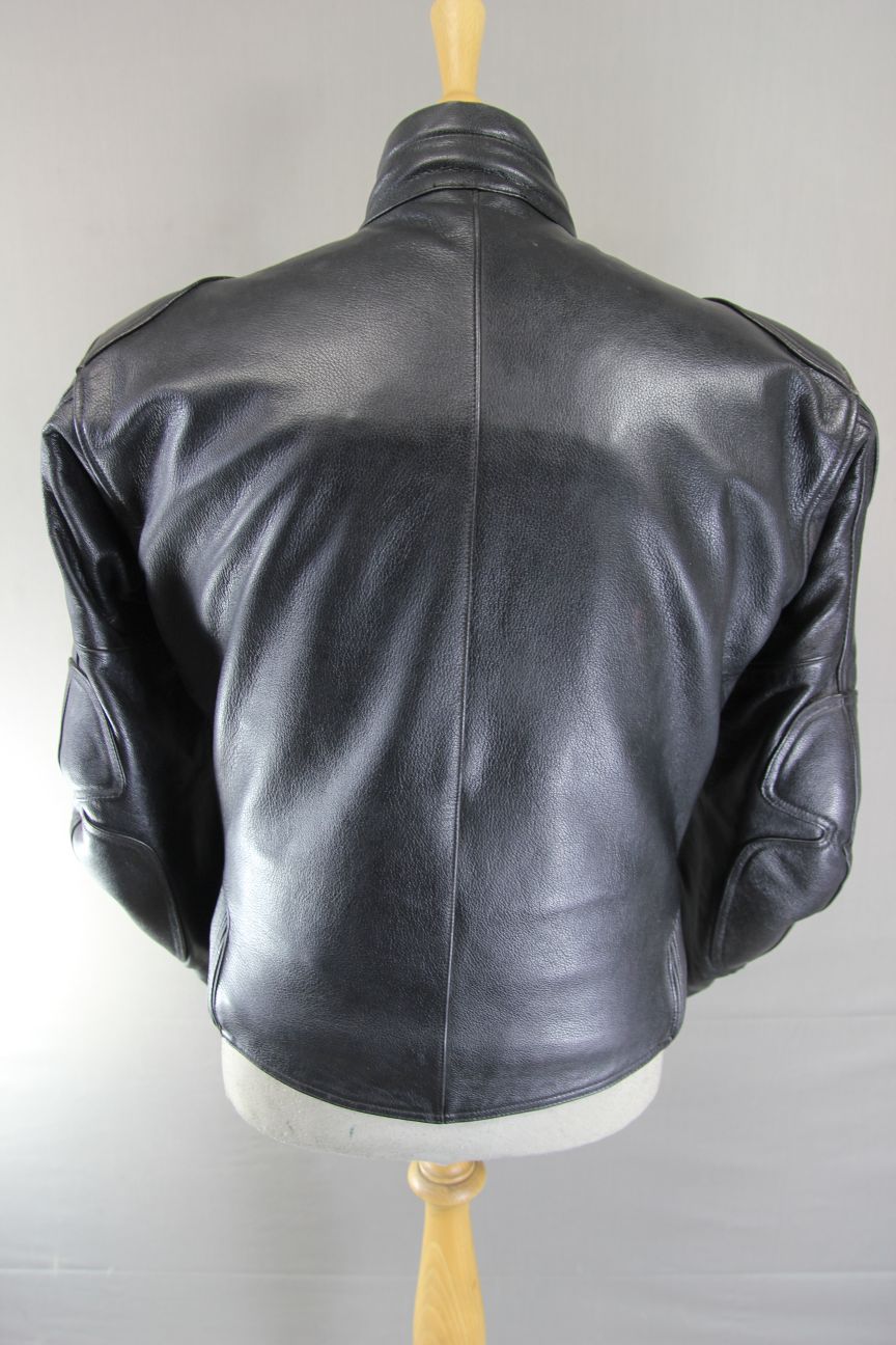 CLASSIC RIDER BLACK LEATHER BIKER JACKET 38 INCH