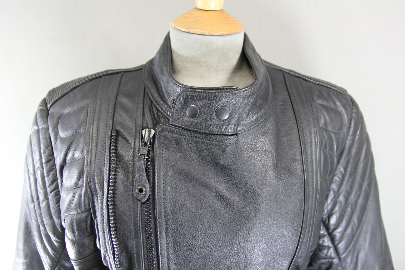 LION BY SPOTLITE LEATHERS CLASSIC BLACK BIKER JACKET 36-38 INCH