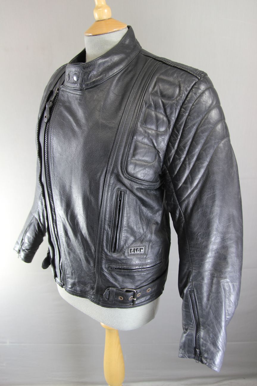 LION BY SPOTLITE LEATHERS CLASSIC BLACK BIKER JACKET 36-38 INCH