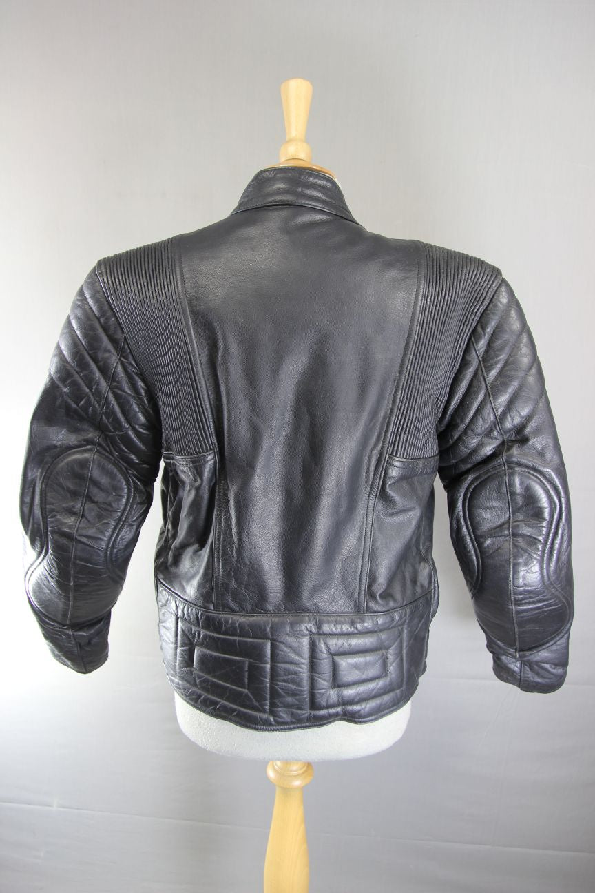 LION BY SPOTLITE LEATHERS CLASSIC BLACK BIKER JACKET 36-38 INCH