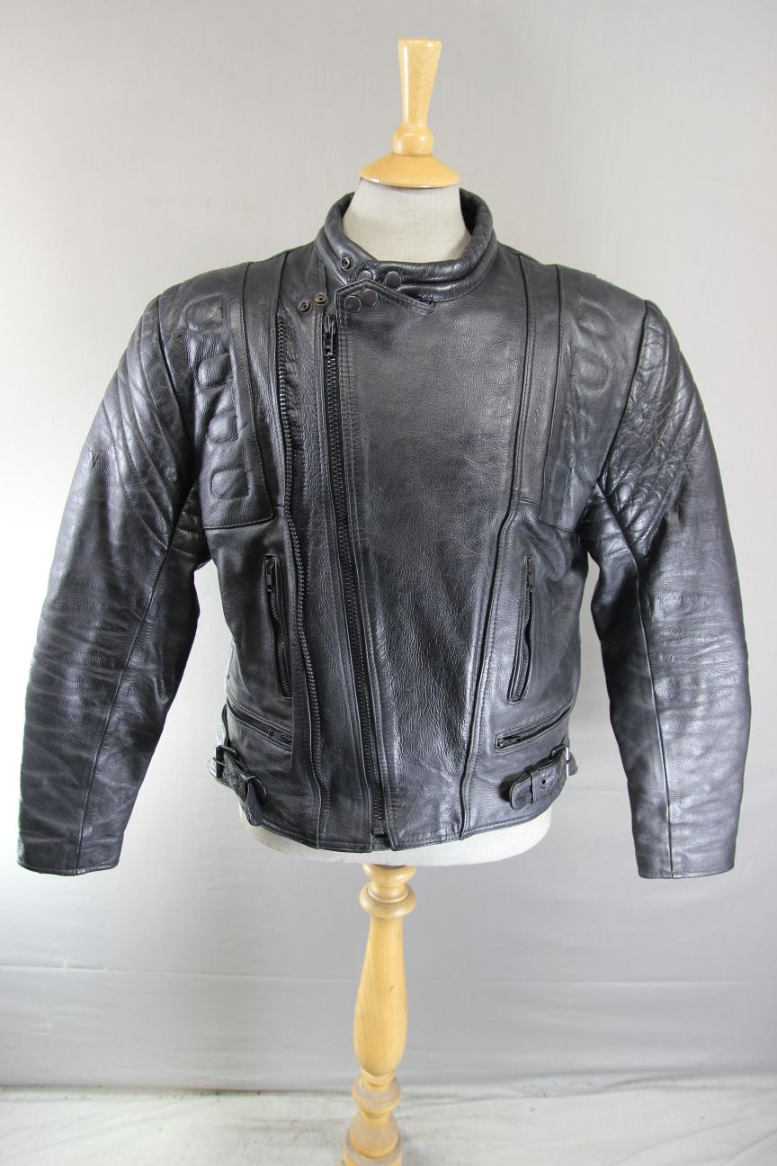 CLASSIC RAYVEN BLACK LEATHER BIKER JACKET 42-44 INCH CHEST