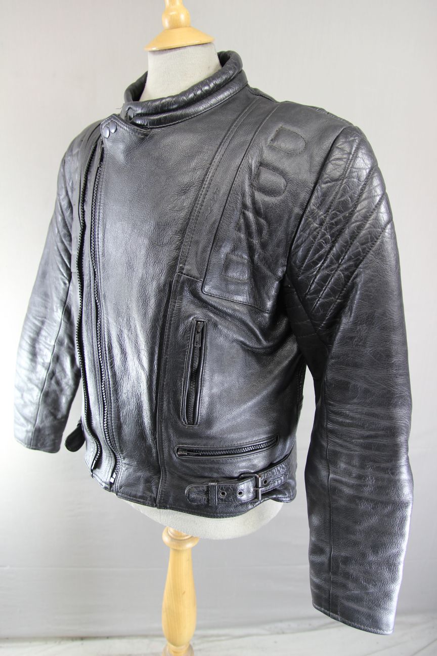 CLASSIC RAYVEN BLACK LEATHER BIKER JACKET 42-44 INCH CHEST