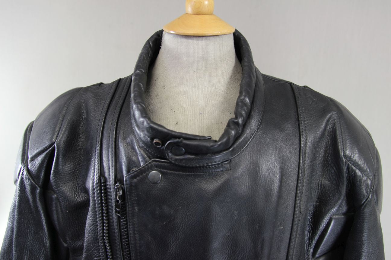 CLASSIC AKASO BLACK LEATHER BIKER JACKET 44-46 INCH/LARGE