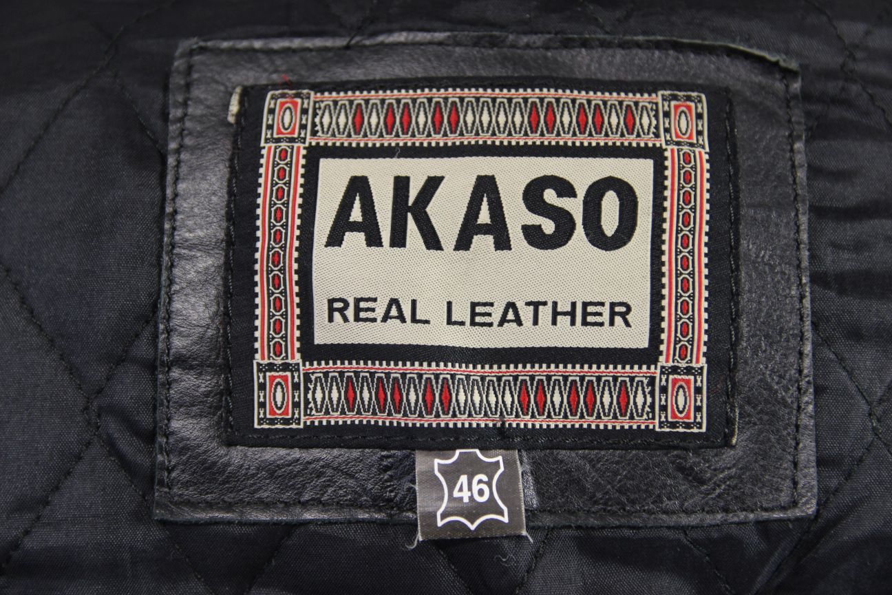 CLASSIC AKASO BLACK LEATHER BIKER JACKET 44-46 INCH/LARGE
