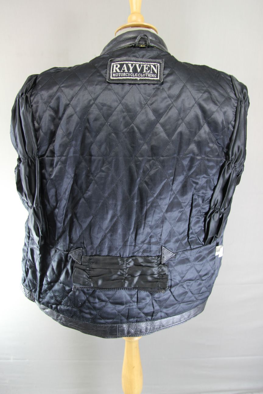 CLASSIC RAYVEN BLACK LEATHER BIKER JACKET 42-44 INCH CHEST