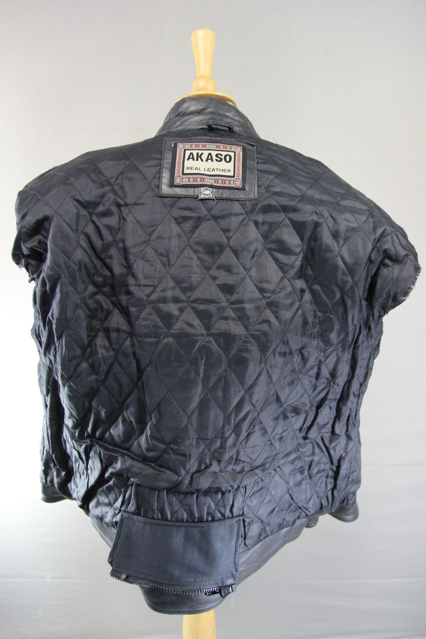 CLASSIC AKASO BLACK LEATHER BIKER JACKET 44-46 INCH/LARGE