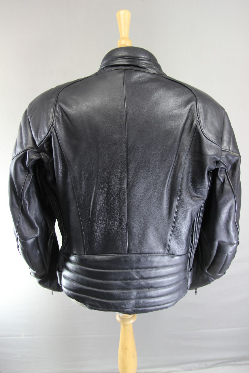 CLASSIC RACER BLACK LEATHER BIKER JACKET 42-44 INCH CHEST