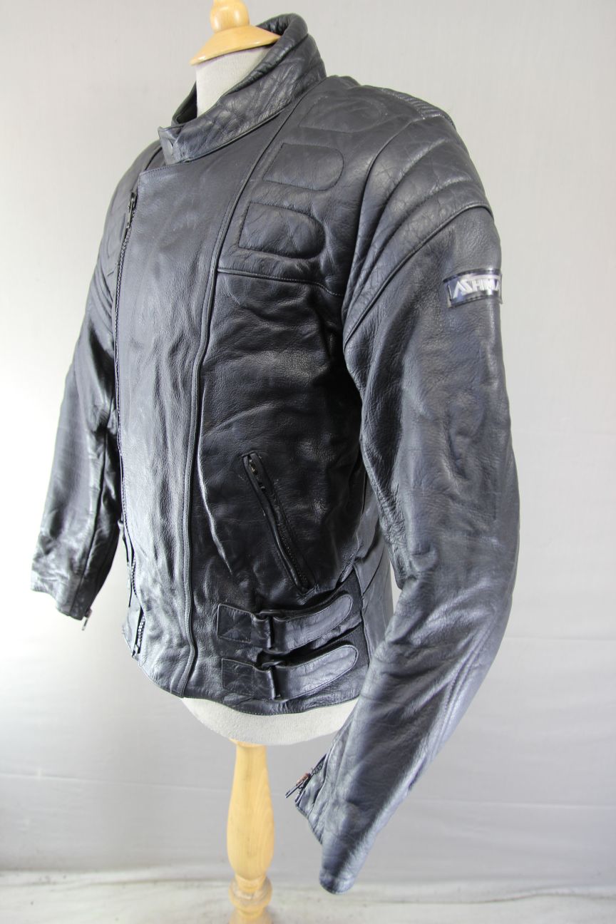 ASHMAN BLACK COWHIDE LEATHER BIKER JACKET + PROTECTORS & THERMAL LINING 38-40 IN