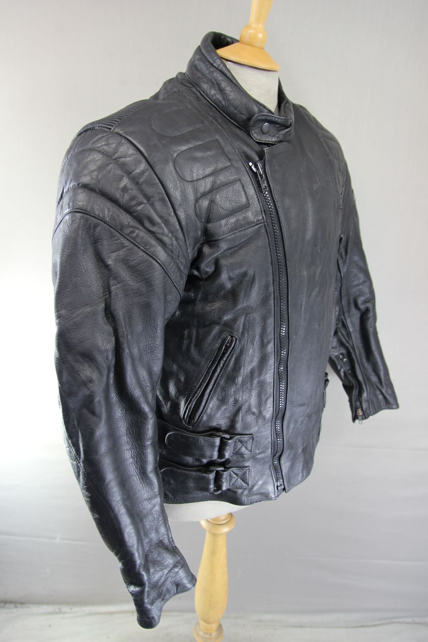 ASHMAN BLACK COWHIDE LEATHER BIKER JACKET + PROTECTORS & THERMAL LINING 38-40 IN