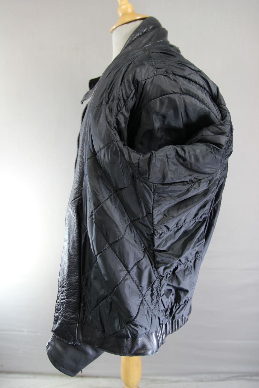 CLASSIC RACER BLACK LEATHER BIKER JACKET 42-44 INCH CHEST