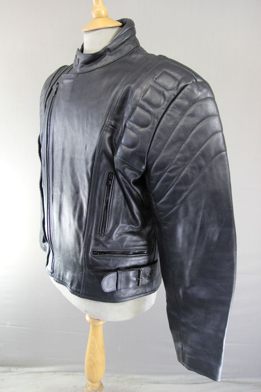 CLASSIC EURO PELTS BLACK LEATHER BIKER JACKET WITH THERMAL LINING 38-40 INCH/MED