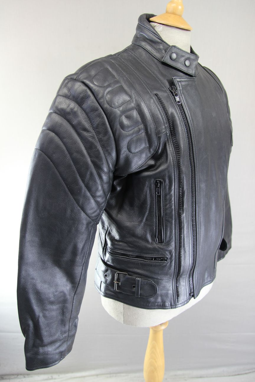 CLASSIC EURO PELTS BLACK LEATHER BIKER JACKET WITH THERMAL LINING 38-40 INCH/MED