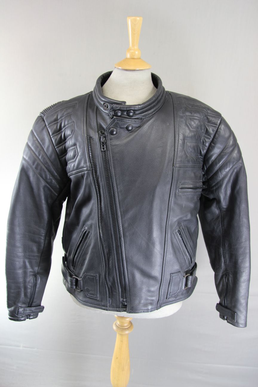 JUST BIKERS CLASSIC BLACK LEATHER COTTON LINED JACKET 42-44 INCH CHEST