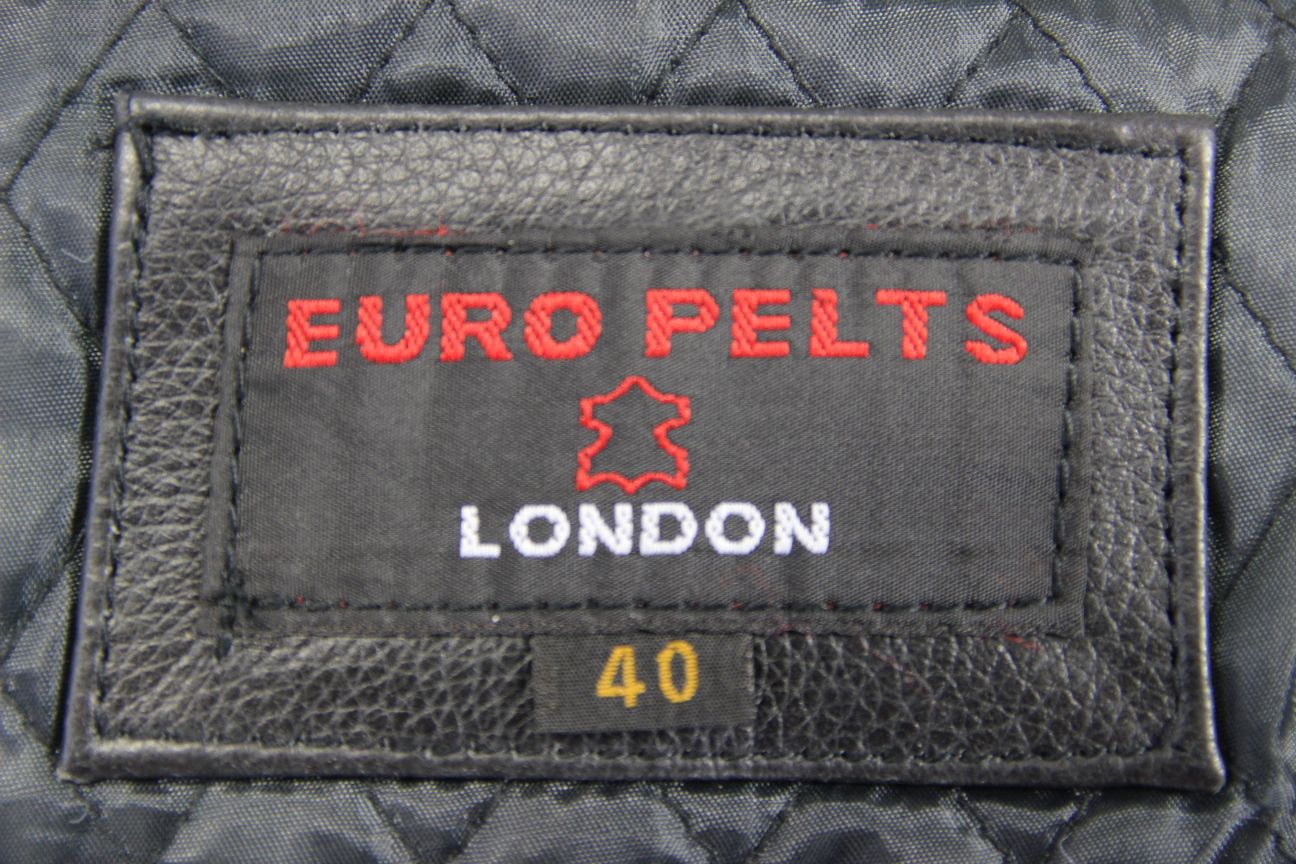 CLASSIC EURO PELTS BLACK LEATHER BIKER JACKET WITH THERMAL LINING 38-40 INCH/MED