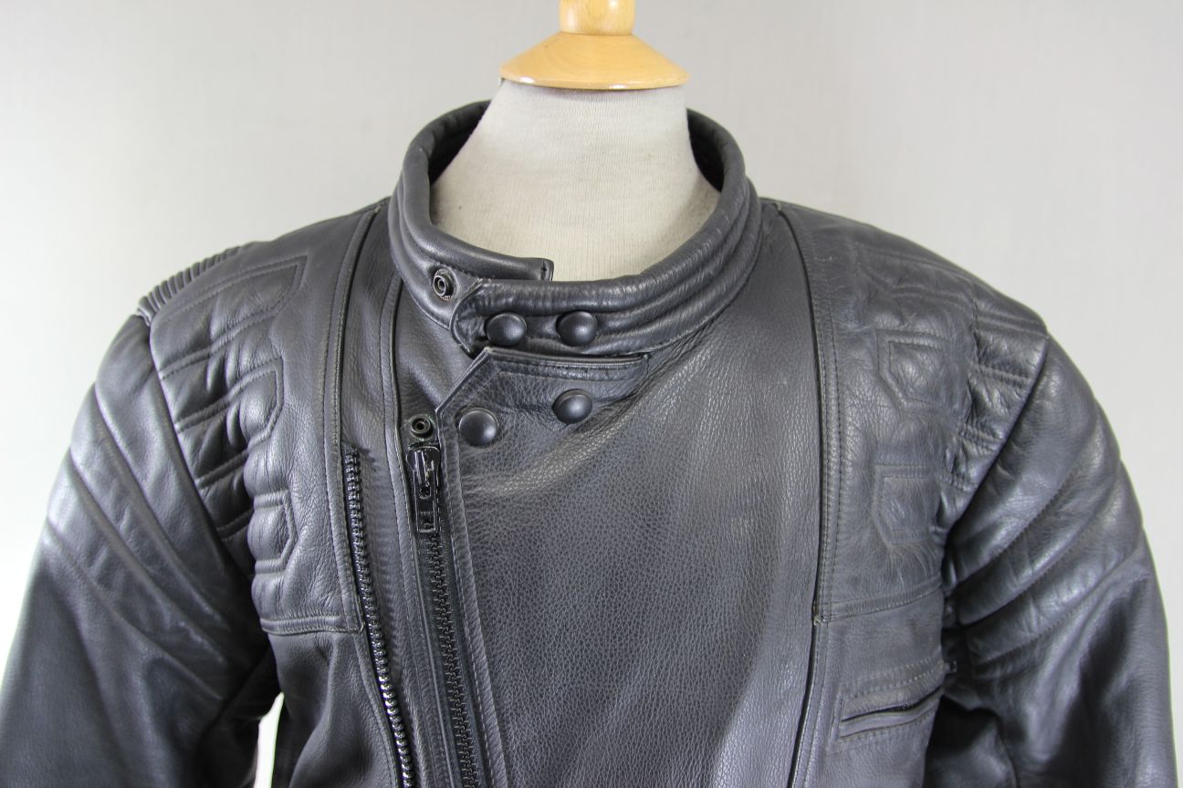 JUST BIKERS CLASSIC BLACK LEATHER COTTON LINED JACKET 42-44 INCH CHEST