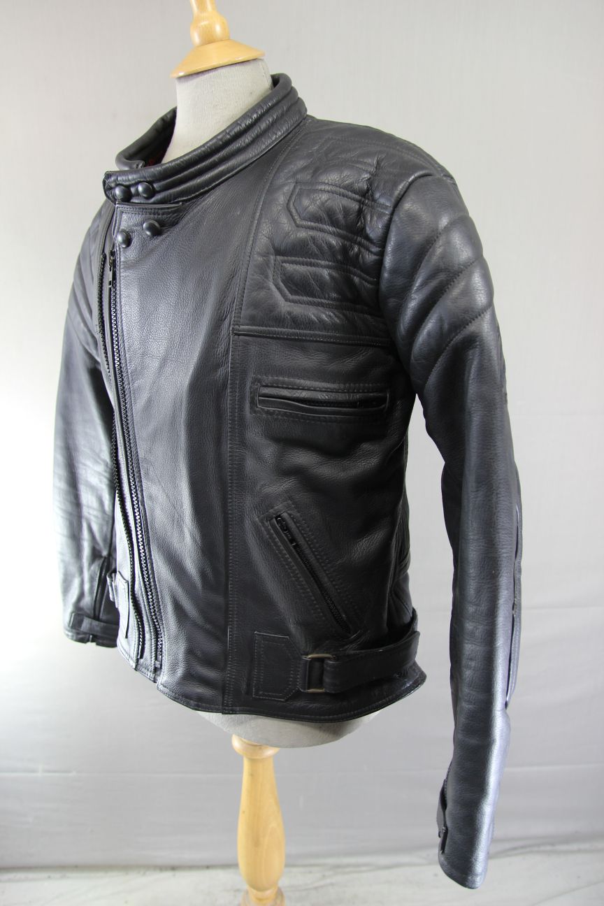JUST BIKERS CLASSIC BLACK LEATHER COTTON LINED JACKET 42-44 INCH CHEST
