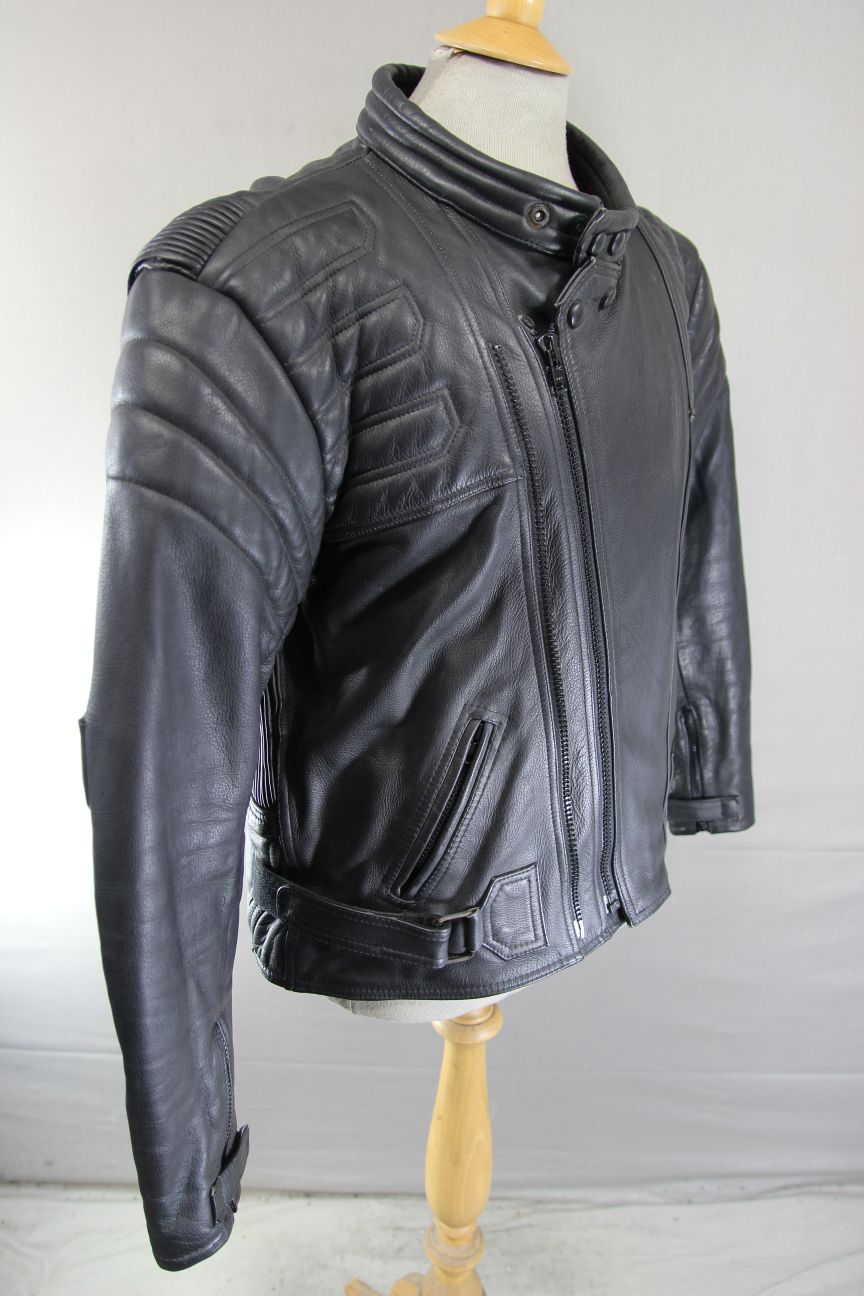 JUST BIKERS CLASSIC BLACK LEATHER COTTON LINED JACKET 42-44 INCH CHEST