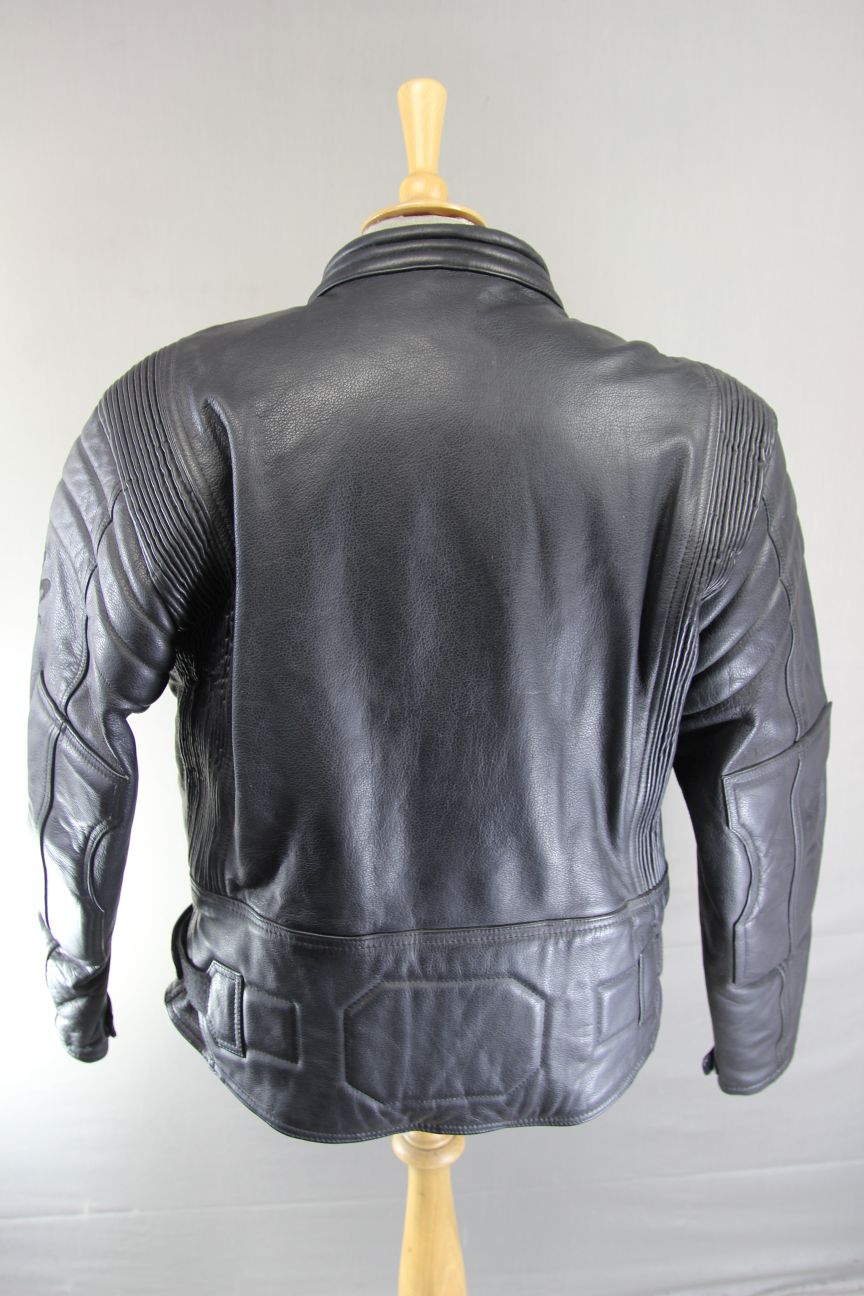 JUST BIKERS CLASSIC BLACK LEATHER COTTON LINED JACKET 42-44 INCH CHEST