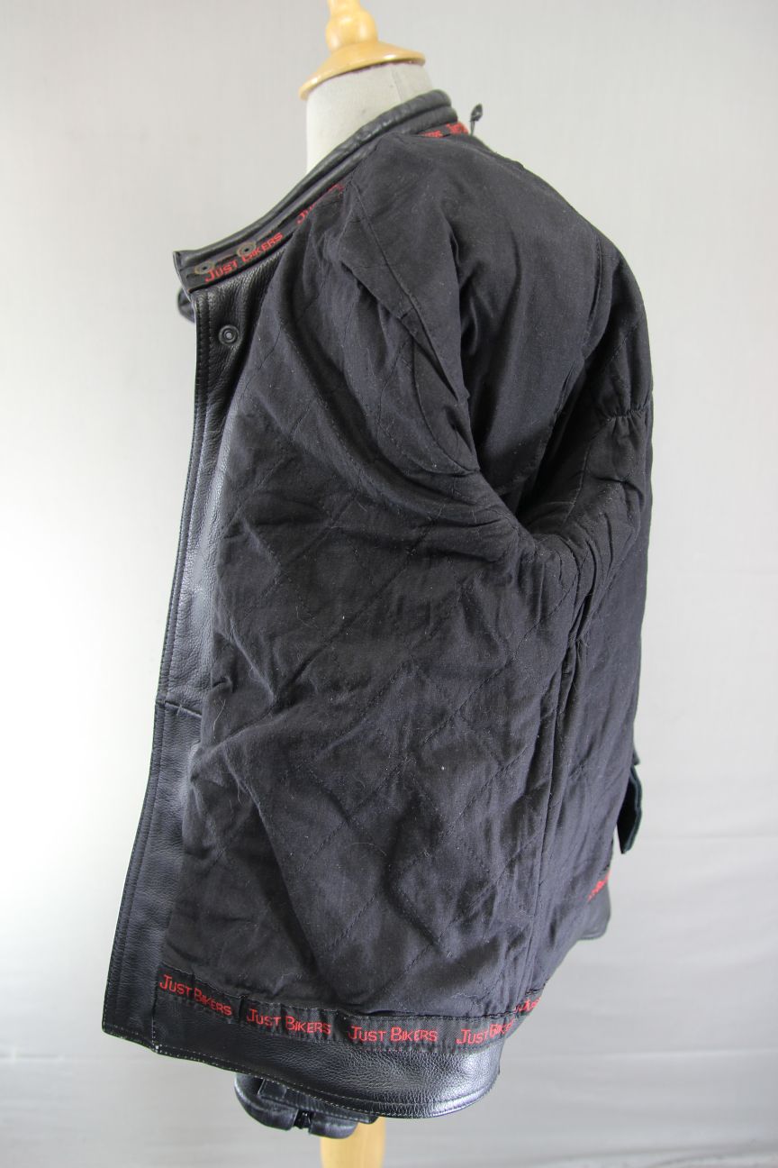 JUST BIKERS CLASSIC BLACK LEATHER COTTON LINED JACKET 42-44 INCH CHEST