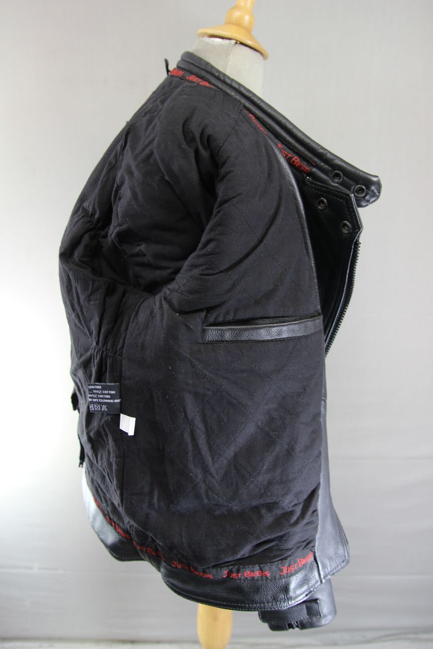 JUST BIKERS CLASSIC BLACK LEATHER COTTON LINED JACKET 42-44 INCH CHEST