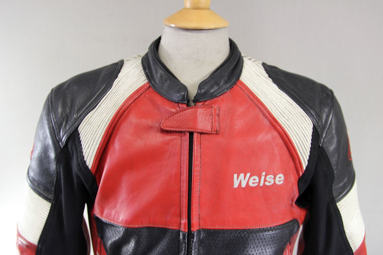 WEISE LEATHER BIKER JACKET WITH SHOULDER & ELBOW KNOX CE ARMOUR 40 INCH