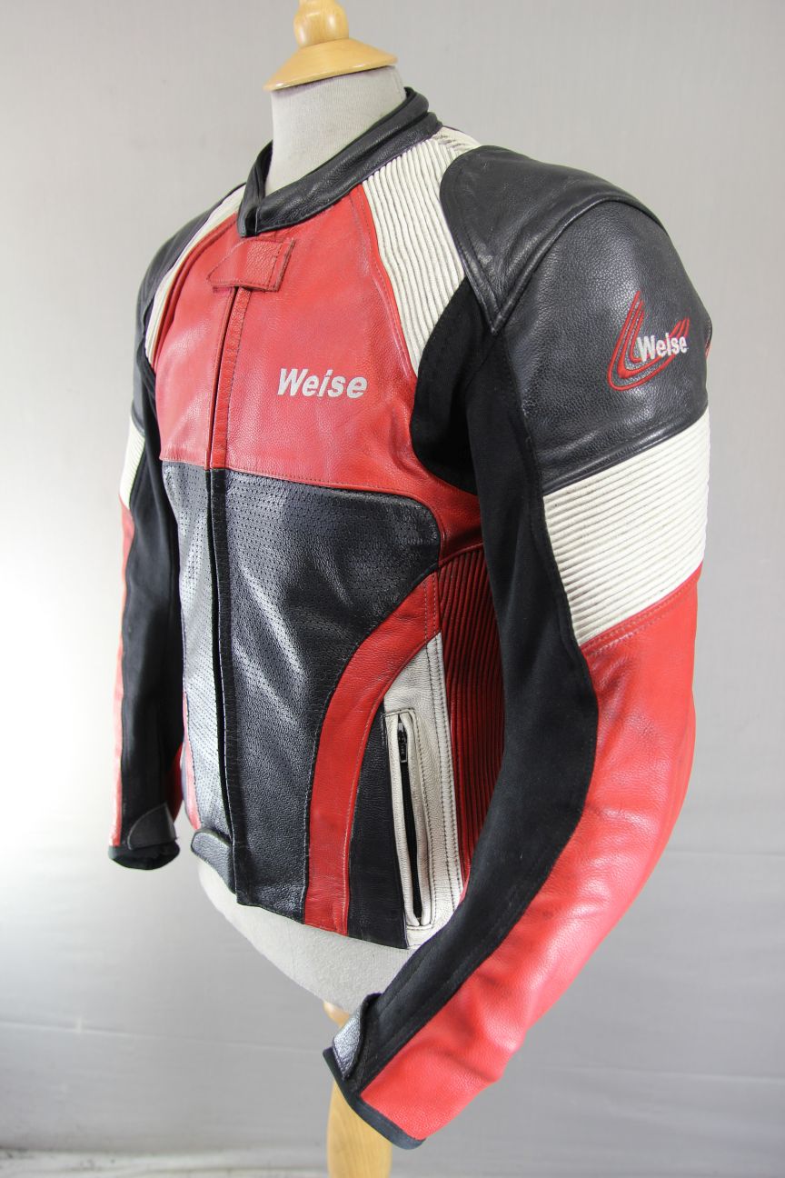 WEISE LEATHER BIKER JACKET WITH SHOULDER & ELBOW KNOX CE ARMOUR 40 INCH