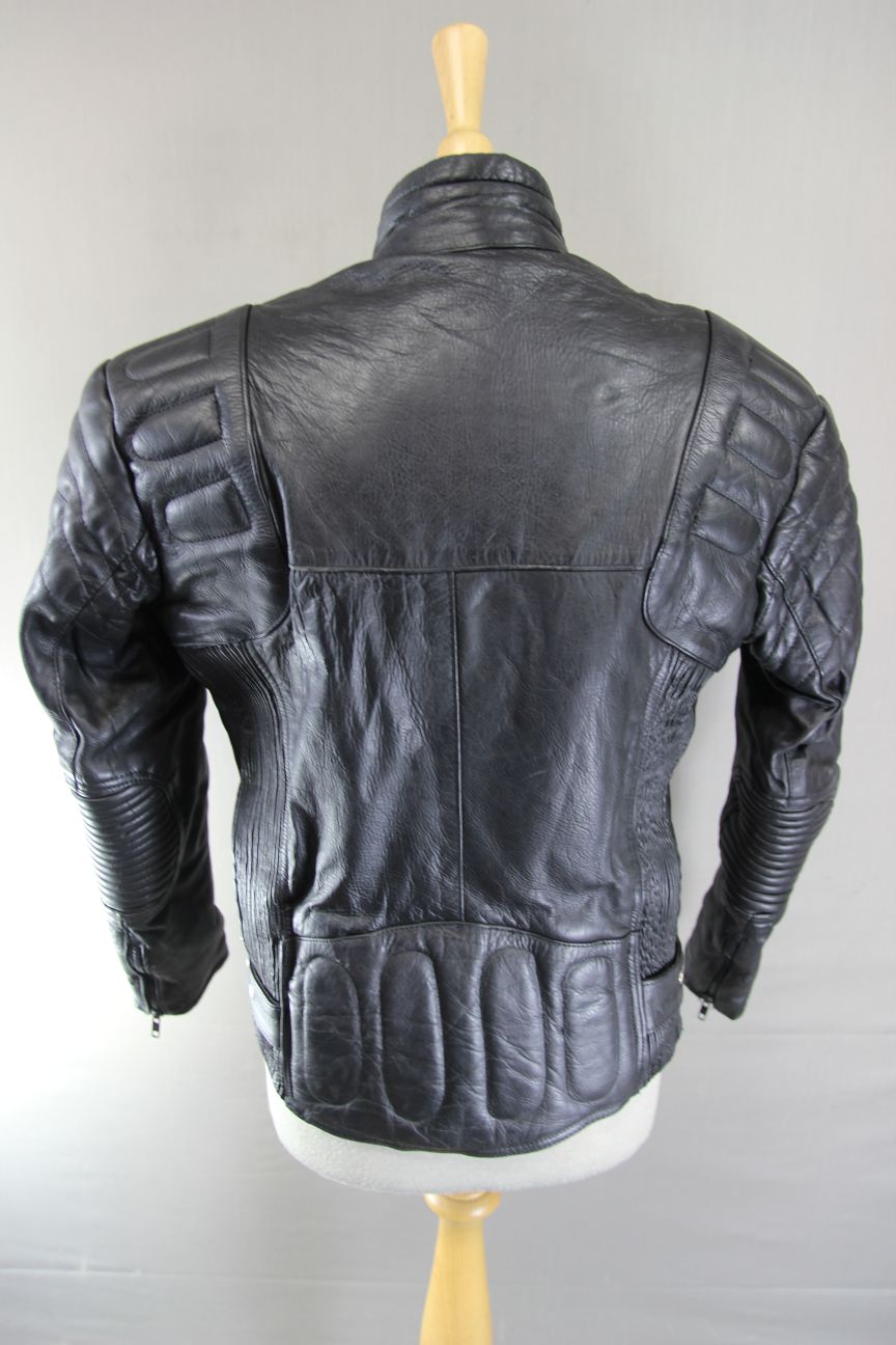 20-20 CLASSIC BLACK LEATHER BIKER JACKET 36-38 INCH CHEST