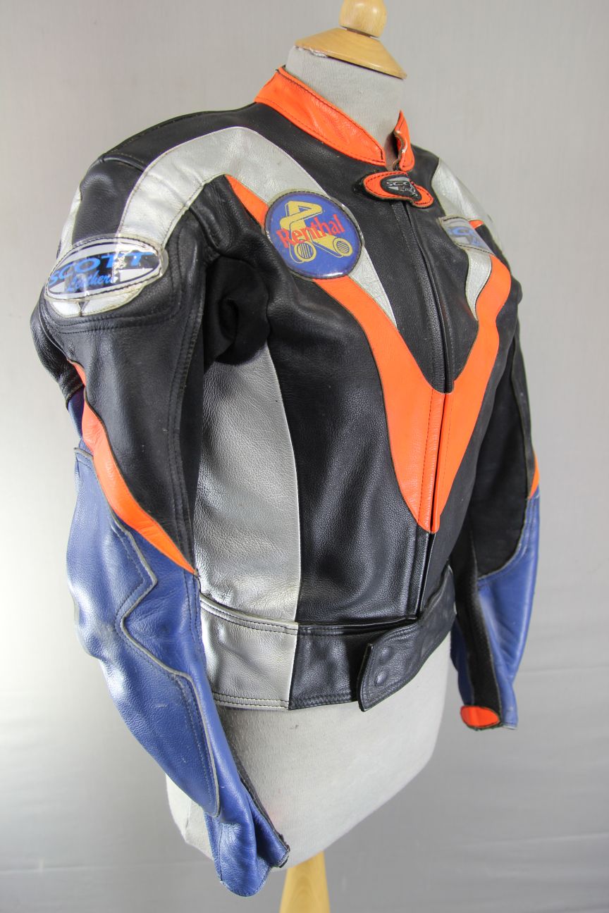 BRITISH MADE SCOTT LEATHERS BIKER JACKET WITH SHOULDER & ELBOW CE ARMOUR 34-36IN